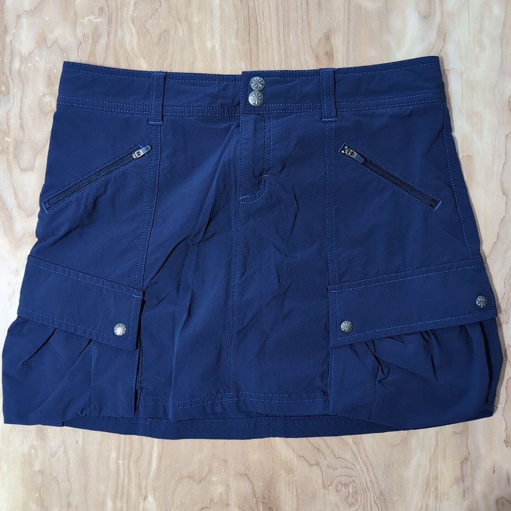 Athleta Navy Blue Cargo Skort Size 30" 2 EUC‎ Nylon Stretch Snap Pockets